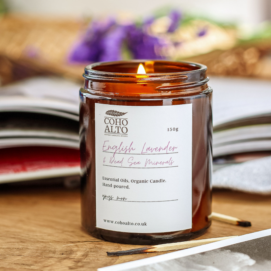 English Lavender and Dead Sea Minerals Essential oil amber candle