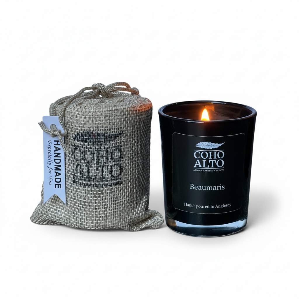 COHO ALTO votive candle black with draw string bag  