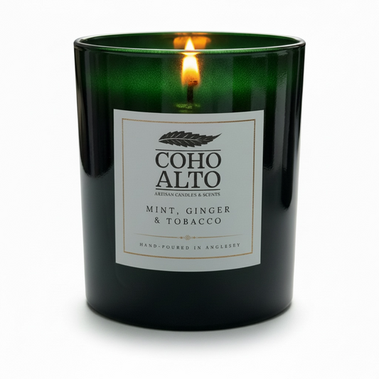 Mint, ginger and tobacco luxury candle